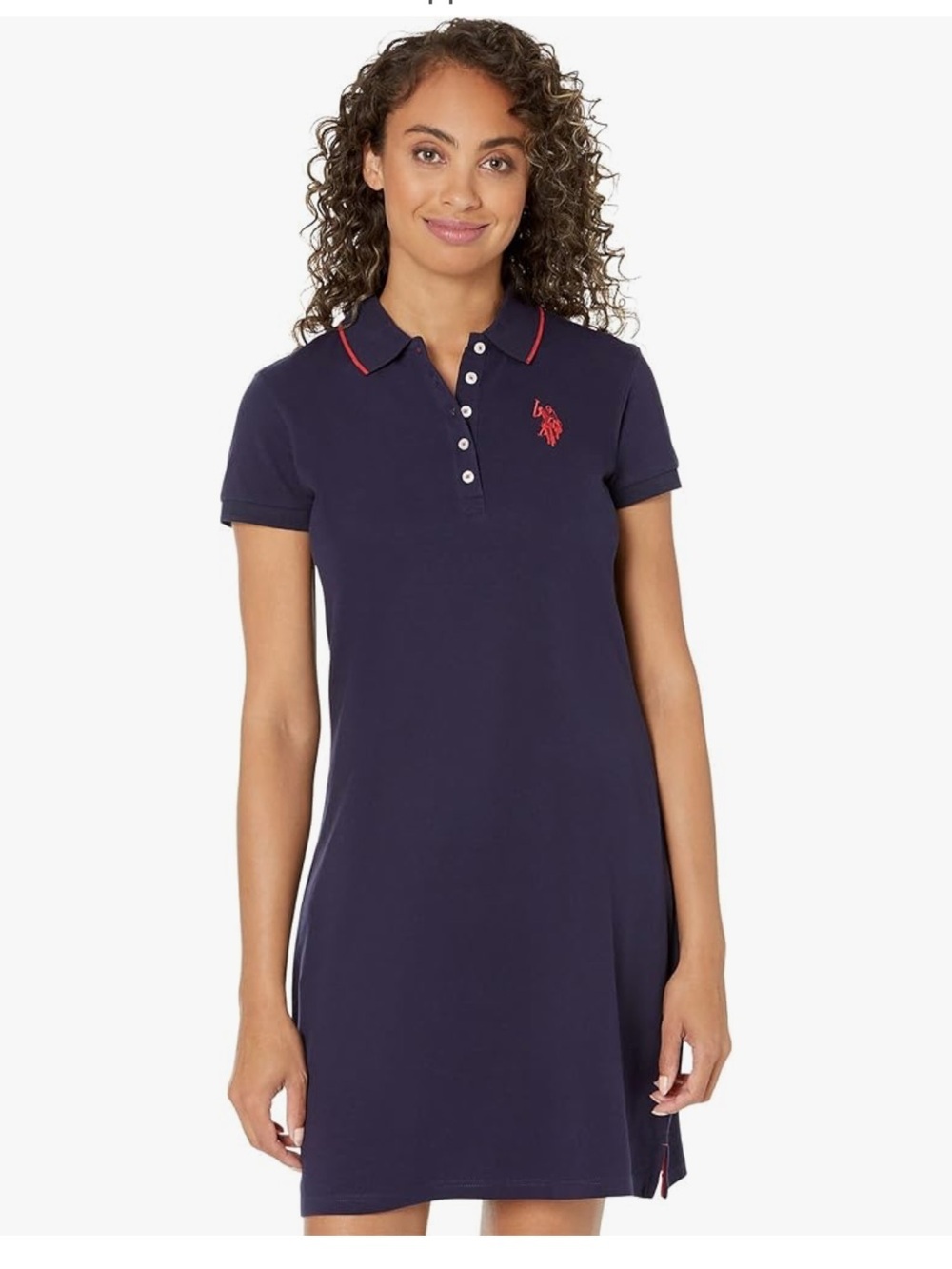 U.S. Polo Assn. USPA Tipped Polo Dress Size Large Navy Blue